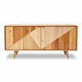 Wooden sideboard with geometric design and natural finish 100 x 40 x 75cm