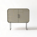 Geometric design sideboard cabinet with metal legs in taupe color 80 x 40 x 85cm