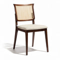 Wooden dining chair with upholstered seat and woven backrest 45 x 45 x 85cm