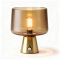 Glass table lamp with amber shade and gold base 30 x 30 x 40cm