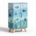 Kids' storage cabinet with fish design and wooden legs 60 x 30 x 90cm